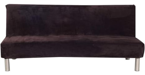LINRIYOU Armloser Sofabezug Aus Samtplüsch,Winter-Dick-Stretch-Sofabett-Möbelbezüge Für 3-Sitzer, Passend Für Klappsofas Ohne Armlehnen(Large (L),Brown)