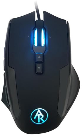 LC-POWER Gaming Maus 10800 DPI mit 12 programmierbaren Tasten – Allroyals AR-M1 | RGB | Gewicht anpassbar | 1000 Hz | USB | Schwarz