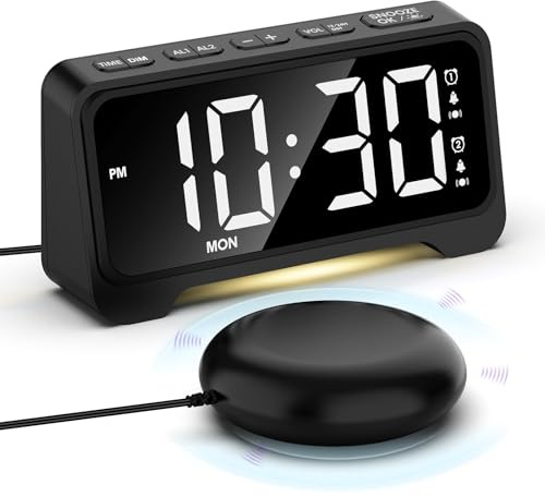 Despertador con Vibración, Despertador Extra Fuerte con Agitador de Cama