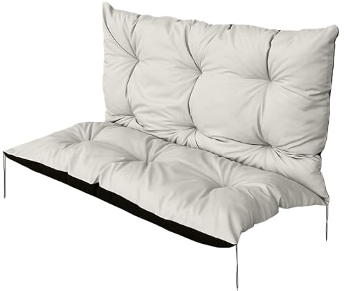 EDANTI Cuscino per dondolo Hollywood, per mobili da giardino, impermeabile, per altalena (beige, 150 x 60 x 50 cm)