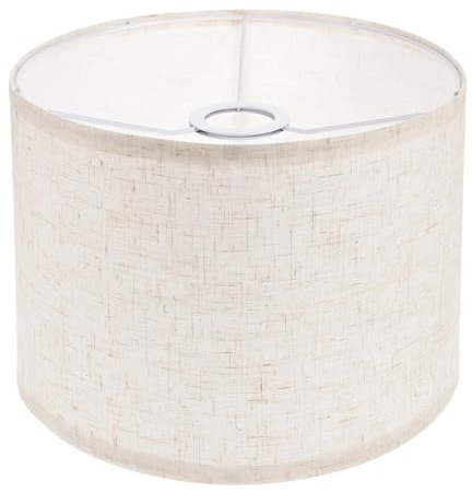 Paralume in tessuto, Ø 32 cm, paralume cilindrico in cotone, per lampada da tavolo, lampada da parete, lampada da comodino e lampada da terra, in lino naturale, copertina rigida, fatto a mano, 30 x 30