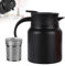 KBIBCK Thermoskanne mit Teesieb 1l, Kaffeekanne Thermo, 304 Edelstahl Isolierkanne mit Temperaturanzeige Doppelschicht teekanne mit stövchen für Kaffee, Tee, Milch, Zuhause, Büro (Schwarz)
