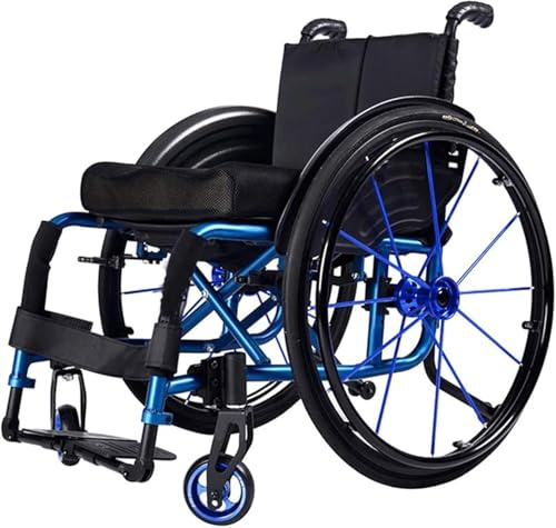 Self Propelled Manual Wheelchair with Armrest Swing Leg Rest Super Lightweight Folding Alumiframe - Load 100 Kg(Blue,Seat Width 38Cm)