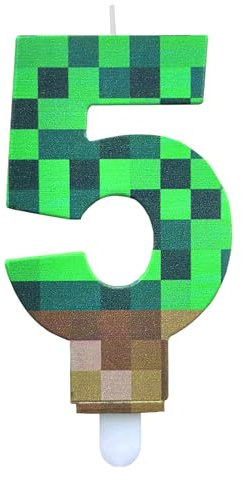 DazzJoy Pixel födelsedagsljus siffror 5, gamerljus 5 födelsedag pojke flicka, videospel pixlar ljus födelsedag 5 år pojke, speltema födelsedagsljus, grönt spel pixel nummerljus 5