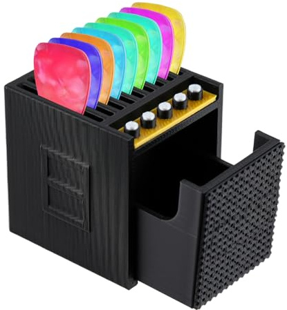 Leseogye Guitar Pick Case, Guitar Pick Holder Front Drawer Speaker Style, Durable Plastic Storage Box, Compact Portable Plectrum Storage Case, Music Gifts for Music Lover, Valentine's Day Gifts