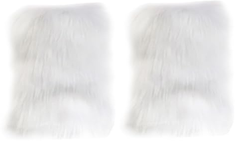 NIDONE Fuzzy lurvig benvärmare 1 par 40 cm luddiga benvärmare för kvinnor vinter varm päls stövel manschetter skydd till jul, halloween, hippie kostym, luddig