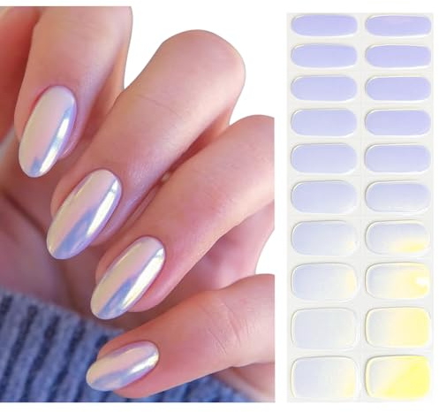 Unghie Gel Adesive UV,20 PCS Glitter oro,Puro Pellicola per Unghie Autoadesiva