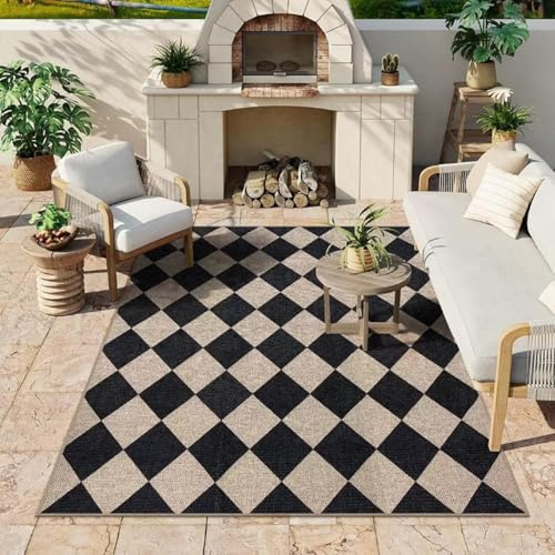 Tvättbara fläcksäkra utomhusmattor för uteplats och balkong päls geometrisk picknick och campingmatta liten 80 x 160 cm matta för lägenheter och snygg design