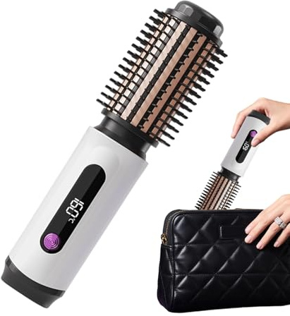 Brosse ronde chauffante – Lisseur et bigoud, peigne ionique à trois réglages de température conçus comme un fer à friser à brosse ronde, parfait pour les femmes, réduit les frisottis, stimule la briln