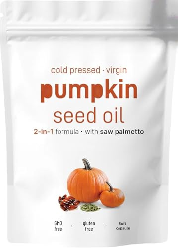 Aceite de semilla de calabaza y palma enana americana - Cápsulas blandas | Apoya la salud del cabello, la vejiga, la vejiga y la próstata.