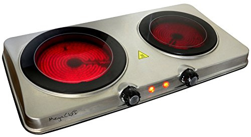 MegaChef Indoor and Outdoor Portable Electric Stove Portable Dual Vitro-Ceramic Infrared Cooktop