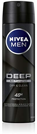 NIVEA MEN DEEP Dry Deo Spray im 6er Pack (6 x 150 ml), Antitranspirant für ein sauberes Hautgefühl, Deodorant mit 48h Schutz