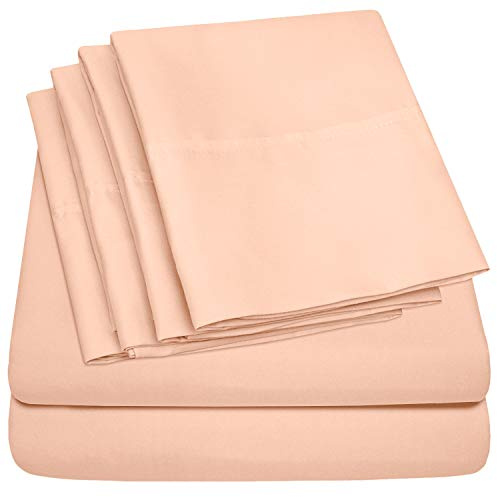 Sweet Home Collection 6 Piece Bed Sheet Set, Twin, Peach