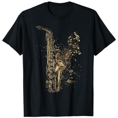 Saxophone Vintage avec Notes de Notes de Saxophone T-Shirt