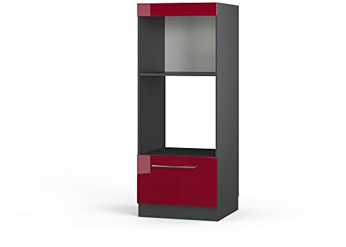 Vicco Armario para microondas Fame-Line, Rojo Burdeos Alto Brillo, 60 cm Abierto