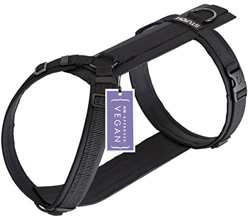 STUCH Hundegeschirr - verstellbares Nylon Geschirr - gepolstert - Für kleine, mittlere und große Hunde, Farbe:Schwarz, Größe:L