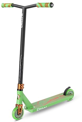 Chilli Critter - Quality Freestyle Extreme Intermediate and Beginner Park Stunt Scooter for Ages 8+, 110 mm Wheels, Spider IHC Compression System (Green-Chameleon)