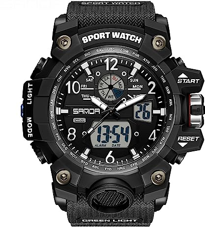 AIMES Orologio da uomo, Sport Outdoor, impermeabile, militare, per uomini, orologio tattico analogico e digitale, con data, allarme, cronometro, multifunzione, tattico, grande quadrante, orologio da