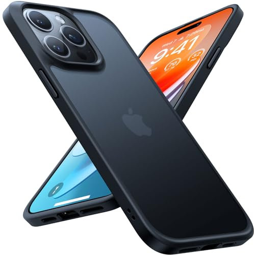 TORRAS Guardian für iPhone 15 Pro Hülle [TOP Zertifizierte Militärschutz] Matt Durchscheinende Rückseite [Samtweiche Haptik] Stoßfest mit Abnehmbare Knöpfe Schutzhülle iPhone 15 Pro Titan Schwarz