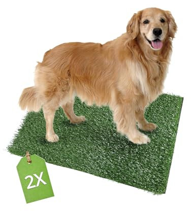 QWORK® 2 Stück Kunstrasen Hundeklo Welpentoilette PIPI Matten für Hunde, Hundetoilette Ersatzrasen 51x63 cm