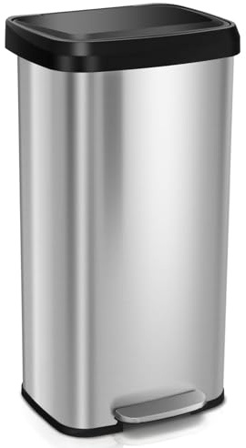 TANGZON 50L/68L Recycling Pedal Bin, Stainless Steel Kitchen Bin with Soft Close Lid, Handle & Non-Slip Base, Fingerprint-Proof Waste Separation Trash Can (68L, with Deodorant Box, Silver)