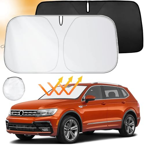 Aonveki Parasol para coche interior, parasol para parabrisas delantero, plegable parasol para coche interior, protección contra los rayos UV, apto para la mayoría de vehículos, 142 x 80 cm