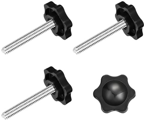 QUARKZMAN 4pz Manopola a Vite di Serraggio, M6 x 40mm Manopola Stella a Forma Esagonale Impugnature Plastica Maniglia Vite Serraggio Manuale per Base Ombrellone Mobili Meccanici, 25mm Dia