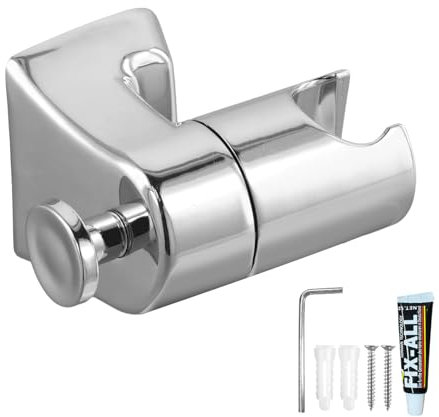 Soporte Ducha Universal, Soporte Alcachofa Ducha para Pared, Soporte de Ducha de Acero Inoxidable, Recambios Columna Ducha Universal, Soporte de Ducha pared Ajustable, Plata, 360° Rotar