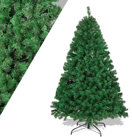 Izrielar Árbol de Navidad artificial de 180 cm, color verde artificial, árbol de Navidad, árbol de Navidad de PVC, 770 agujas de plástico con soporte de metal