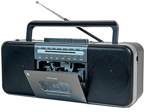 Boomboxen Tragbarer Kassettenrekorder mit AM/FM/SW-Stereoradio, Bluetooth, Aufnahme auf Kassette/USB/SD über Mikrofon, Kassette-zu-MP3-Konverter, 10-W-Lautsprecher, AC/DC-Stromversorgung