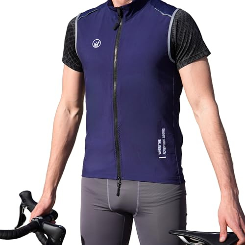 IMPALAPRO Gilet Vélo Réfléchissant – Gilet Sans Manche Coupe Vent Vélo (FR/ES, Alpha/lettres, L, Taille normale, Taille normale, bleu marine)