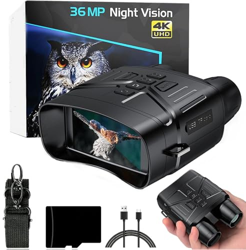 Evontura Night Vision-kikare, Evontira Ultraclear nattvisionskikare – 3 tum 4 K HD-skärm, Evontura-kikare, Evontura nattglasögon för vuxna, 5 000 mAh batteri (svart)