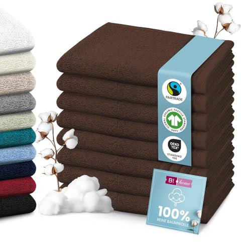 B!HOME 4er Set Premium Handtücher [100% Baumwolle] 50x100 cm, braun/Handtücher Weich, Saugstark & Pflegeleicht/Handtuch Perfekt für Bad, Gym & Reisen