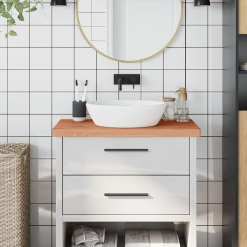 Xichuzi Piano Bagno 80x40x4 cm Legno Massello di Faggio,Piano Bagno,Top Bagno Piano per Lavabo da Appoggio,Piano Lavabo Bagno -356005