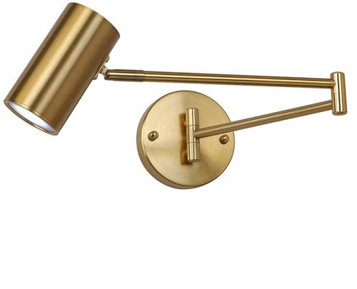 Banmeng Indoor Wall Light Adjustable Swing Arm 5W LED Metal Wall Lamp 3000K Warm White Retro Vintage Industrial Wall Sconce, for Living Room Bedroom Hallway Corridor Stairs Hall, Gold