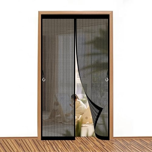 Zanzariera Magnetica Porta 93 x 210 cm, Anti-Zanzare, Anti-Insetti, Rete Ultra-Fine, Installazione Facile, Zanzariera Magnetica per Porta Anti per Porte, Varie Taglie, Nero