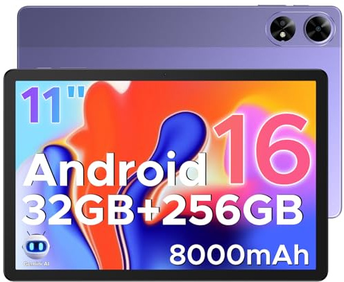 DOOGEE TAB G6+ Android 16 Tablet 11 Zoll, 32GB RAM+256GB ROM (2TB) Gemini AI, 8000mAh, 90Hz Display, Unisoc T7280 Octa Core, 13MP+5MP, Android Tablet mit SIM Card Slot, Widevine L3/ GPS/Face ID/OTG