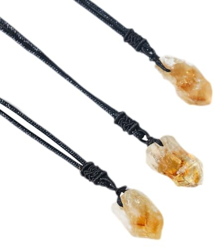 3 stycken citrin helande kristaller stenhalsband, naturligt citrin hänge | oregelbunden reiki-healing citrin topas ädelstenar-halsband smycken för flickor kvinnor