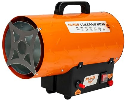 RURIS - Riscaldatore a gas portatile VULCANO 881S, 10 kW, 34 120 BTU, portata 320 m³/h, accensione piezo, regolatore e tubo incluso, riscaldamento industriale propano GPL