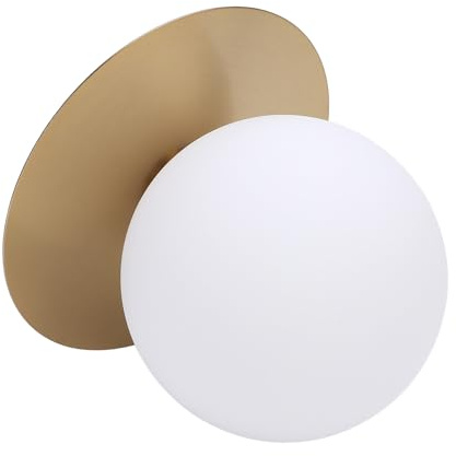 CHICIRIS Vägglampa Inomhus Snygg Modern Globe Vägglampa med Mjölkvit Glasskärm för Kök Sovrum Järn Guld 1 Ljus