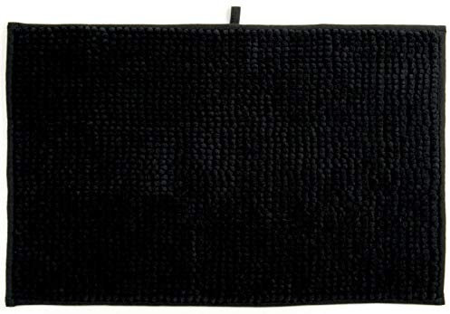 MSV Badteppich Badvorleger Duschvorleger Chenille Hochflor Badematte 40x60 cm – Schwarz