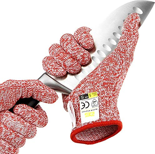 Glove Station Ultra Durable Series Cut Resistant Gloves - Cutting Gloves for Chefs, BBQ and Cooking - Level 5 Protection, Food Grade Safe Cut - Red, Medium Size