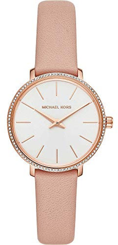 Michael Kors Pyper analoge Quarzuhr mit rosa Lederarmband für Damen MK2803