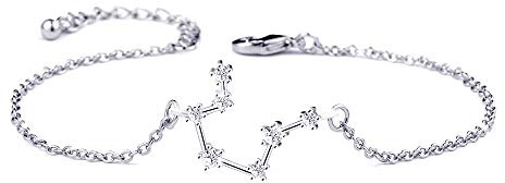 BOCHOI Pulsera con signo del zodiaco de constelaciones para mujeres y niñas, pulsera de astrología, horóscopo CZ joyería para madre e hija BFF dama de honor, regalo de cumpleaños, cadena ajustable