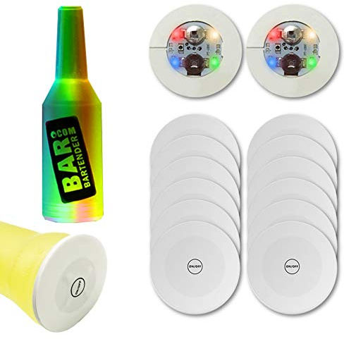 12Pcs LED Coaster, LED Sticker Lights, LED Bottle Lights Cup Holder Lights for Wine Liquor Bottle, Bottle Sparklers for Champagne, Party, Bar, Colorful