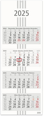 GEIGER-OFFICE 4-Monatskalender 2026 RECYCLING 30 x 90 cm, dekoratives Großformat mit 4 einzelnen, perforierten Kalenderblocks, Lieferung gefaltet,Made in Germany