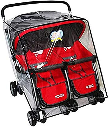 Parapioggia universale per passeggino Twins Side by Side in PVC trasparente impermeabile antipolvere antivento doppio carrozzina grande copertura antipioggia per la maggior parte dei passeggini