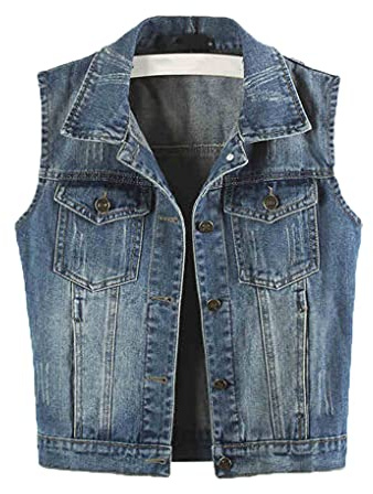 Yiwjby Chaleco De Mezclilla Para Mujer Primavera Otoño Chaleco Corto De Vaquero Retro Abrigos Sin Mangas Tops Femeninos Chaqueta De Jeans Informal Outwear Blue XL