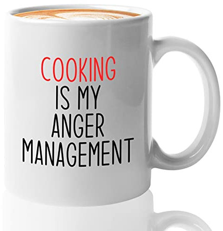 Taza de café de chef de 325 ml, color blanco, Cooking is my anger, platos de receta, ingredientes de cocina, menú de artistas culinarios, cocina, cocina, broma