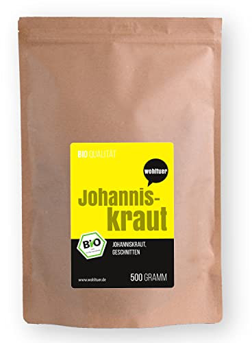 Wohltuer Bio Johanniskraut, geschnitten 500g - Johanniskraut Tee, lose - aus kontrolliert biologischem Anbau, Hypericum perforatum